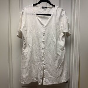 ChicMe White Button Down Tunic Top – Size XL
